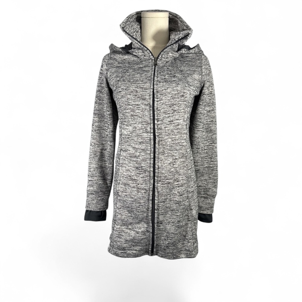 Calvin Klein Performance Gray Marled Longline Jacket Hooded Thumbholes XS